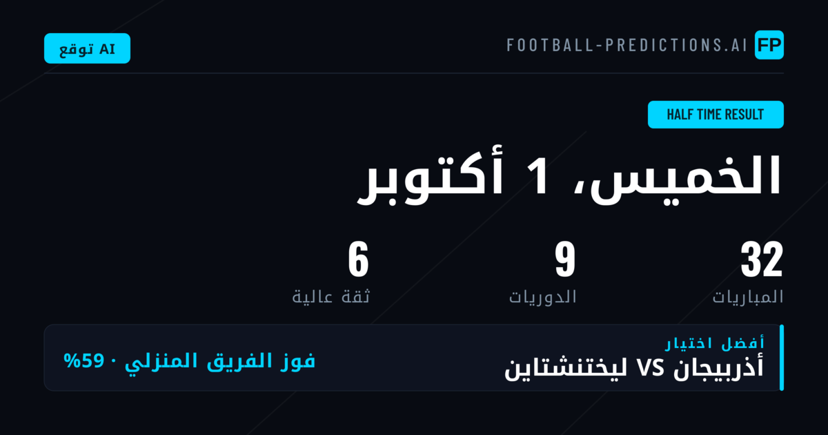 أفضل توقعات نتيجة الشوط الأول في 1 أكتوبر 2026