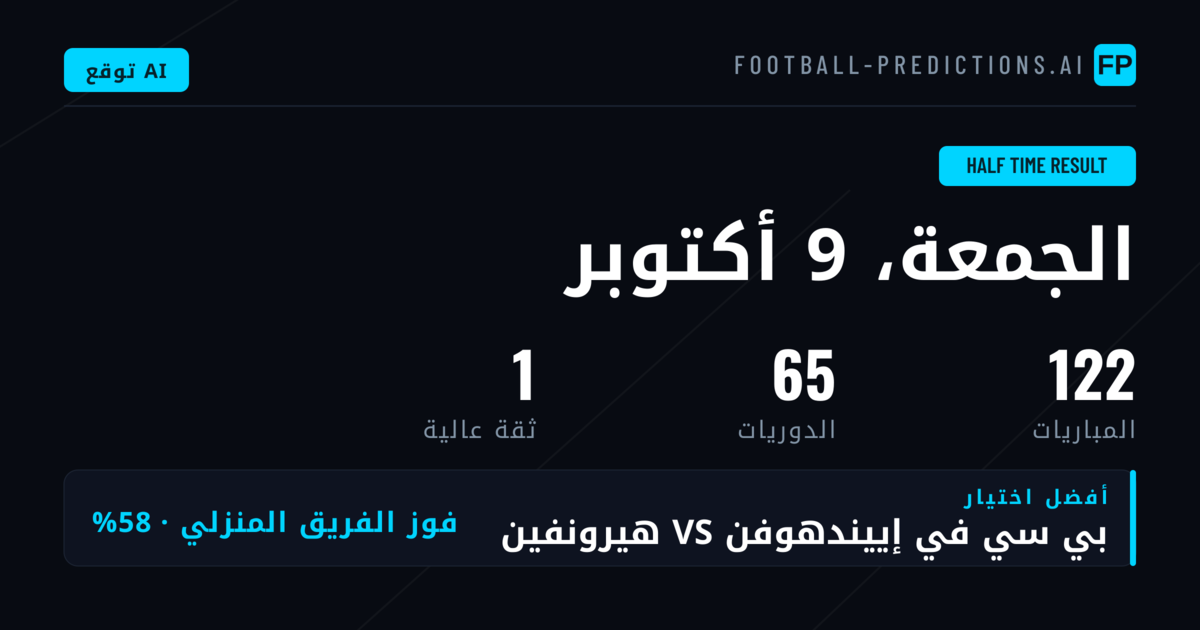 أفضل اختيارات نتيجة الشوط الأول
