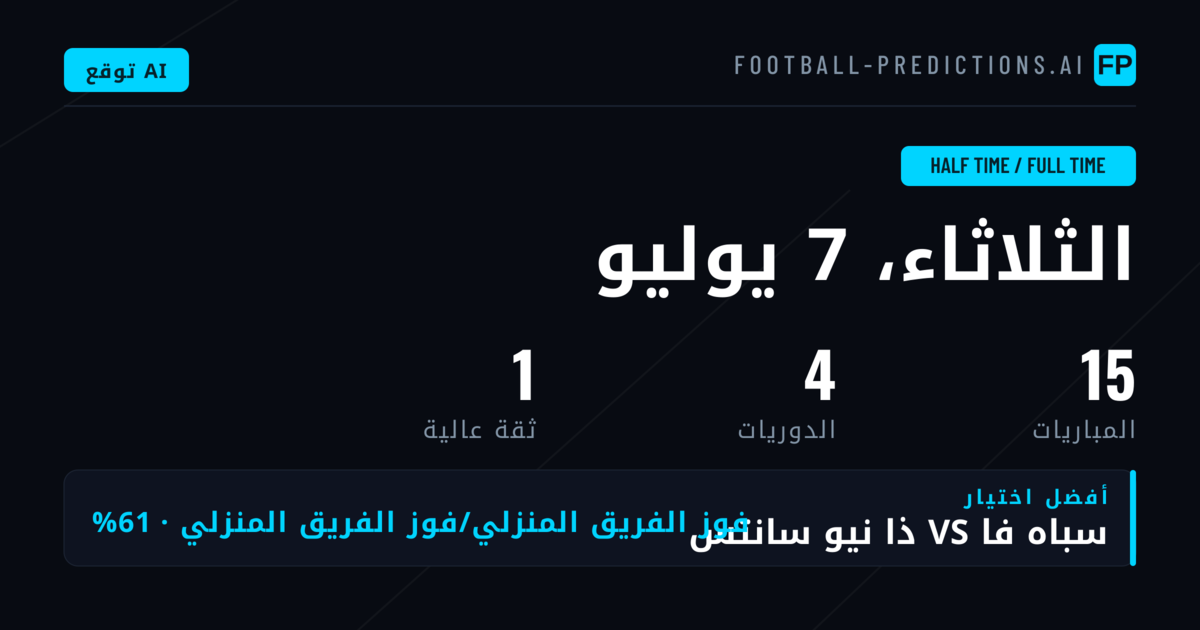 أفضل اختيارات HT/FT في 7 يوليو 2026