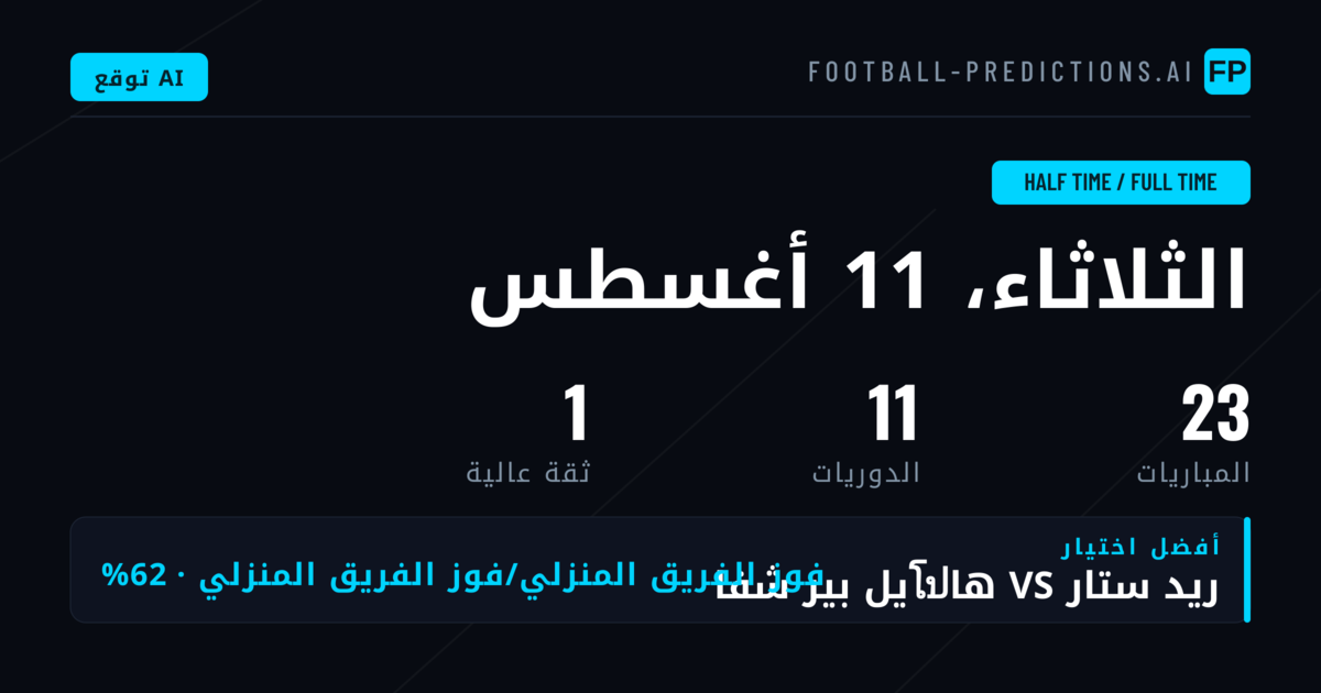 أفضل توقعات HT/FT ليوم 11 أغسطس 2026