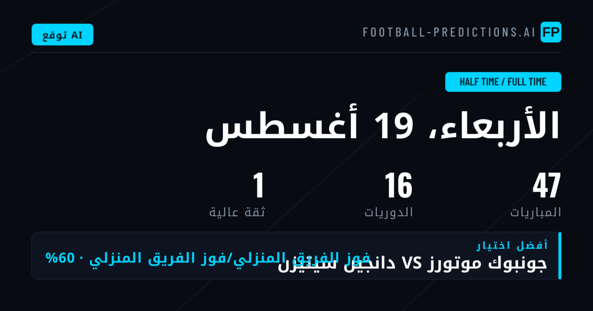 أعلى اختيارات HT/FT ليوم 19 أغسطس 2026