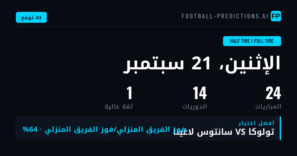 أفضل اختيارات HT/FT ليوم 21 سبتمبر 2026