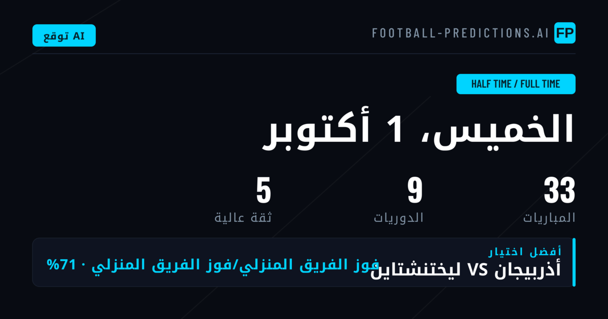 أفضل اختيارات HT/FT ليوم 1 أكتوبر 2026