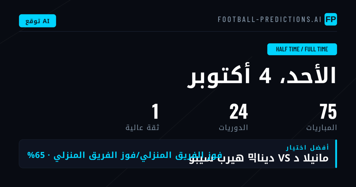أفضل اختيارات HT/FT ليوم 4 أكتوبر 2026