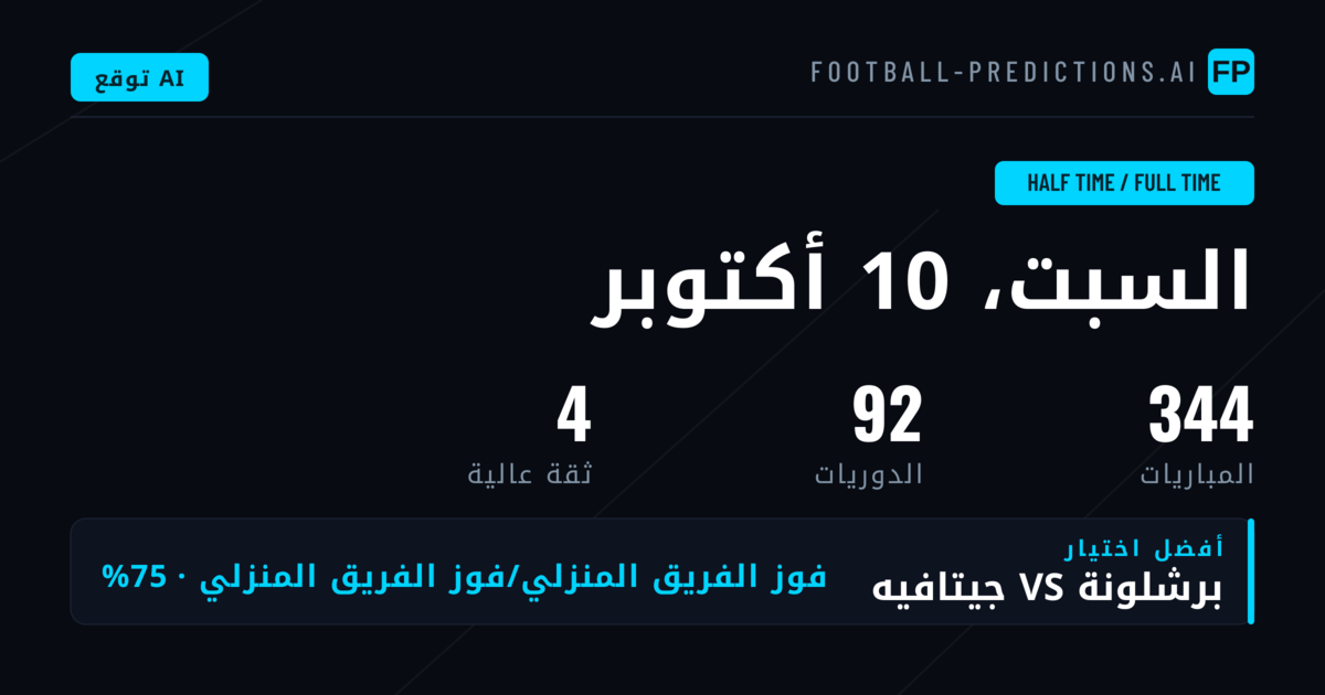 أفضل اختيارات HT/FT ليوم 10 أكتوبر 2026