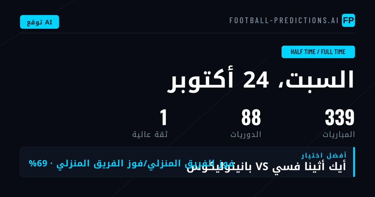 معمارية سوق الشوط الأول والنتيجة النهائية في 24 أكتوبر 2026