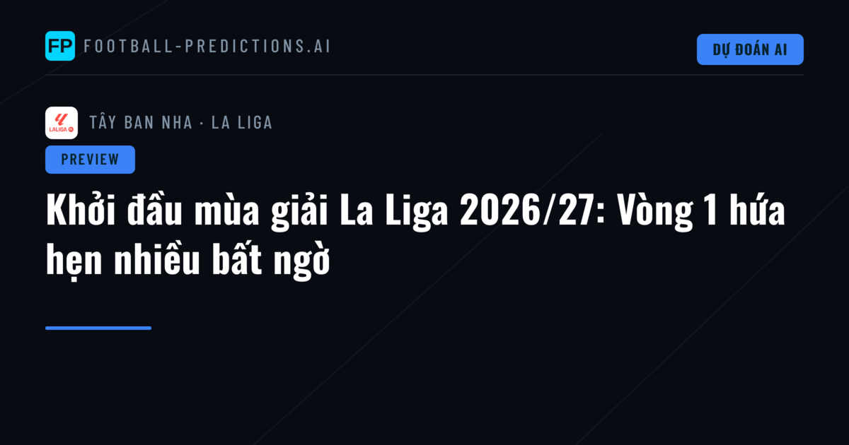 Khởi đầu mùa giải La Liga 2026/27: Vòng 1 hứa hẹn nhiều bất ngờ