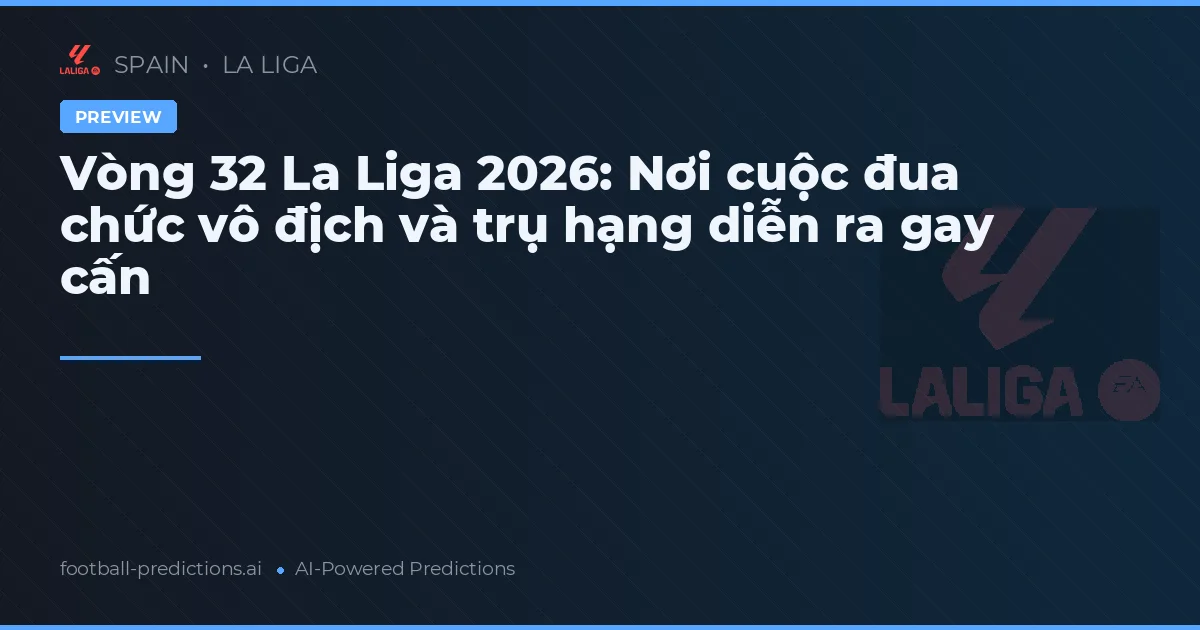 Vòng 32 La Liga 2026: Nơi cuộc đua chức vô địch và trụ hạng diễn ra gay cấn