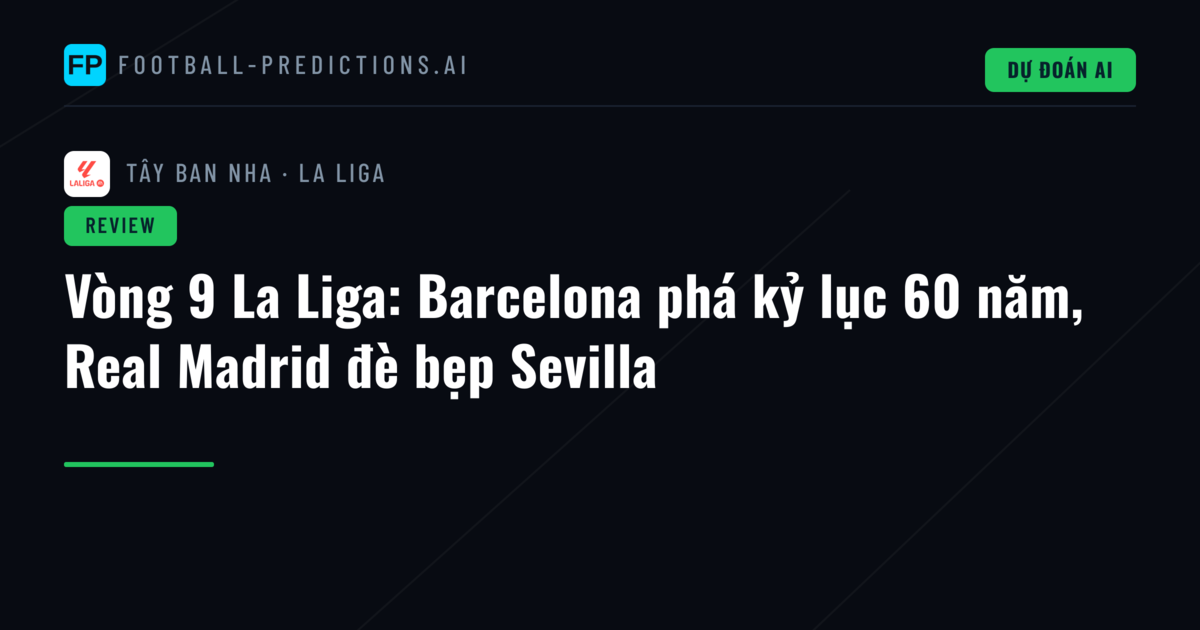 Vòng 9 La Liga: Barcelona phá kỷ lục 60 năm, Real Madrid đè bẹp Sevilla