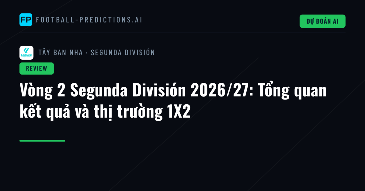 Vòng 2 Segunda División 2026/27: Tổng quan kết quả và thị trường 1X2