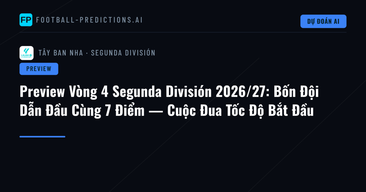 Preview Vòng 4 Segunda División 2026/27: Bốn Đội Dẫn Đầu Cùng 7 Điểm — Cuộc Đua Tốc Độ Bắt Đầu
