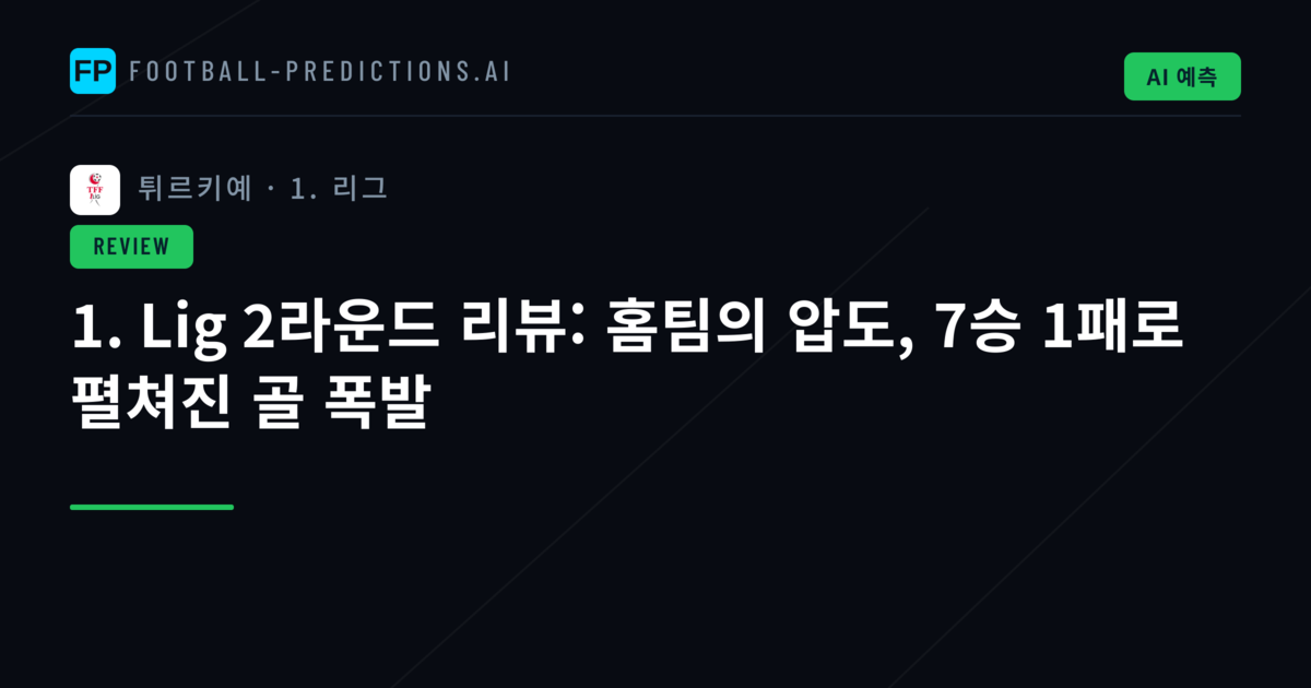 1. Lig 2라운드 리뷰: 홈팀의 압도, 7승 1패로 펼쳐진 골 폭발