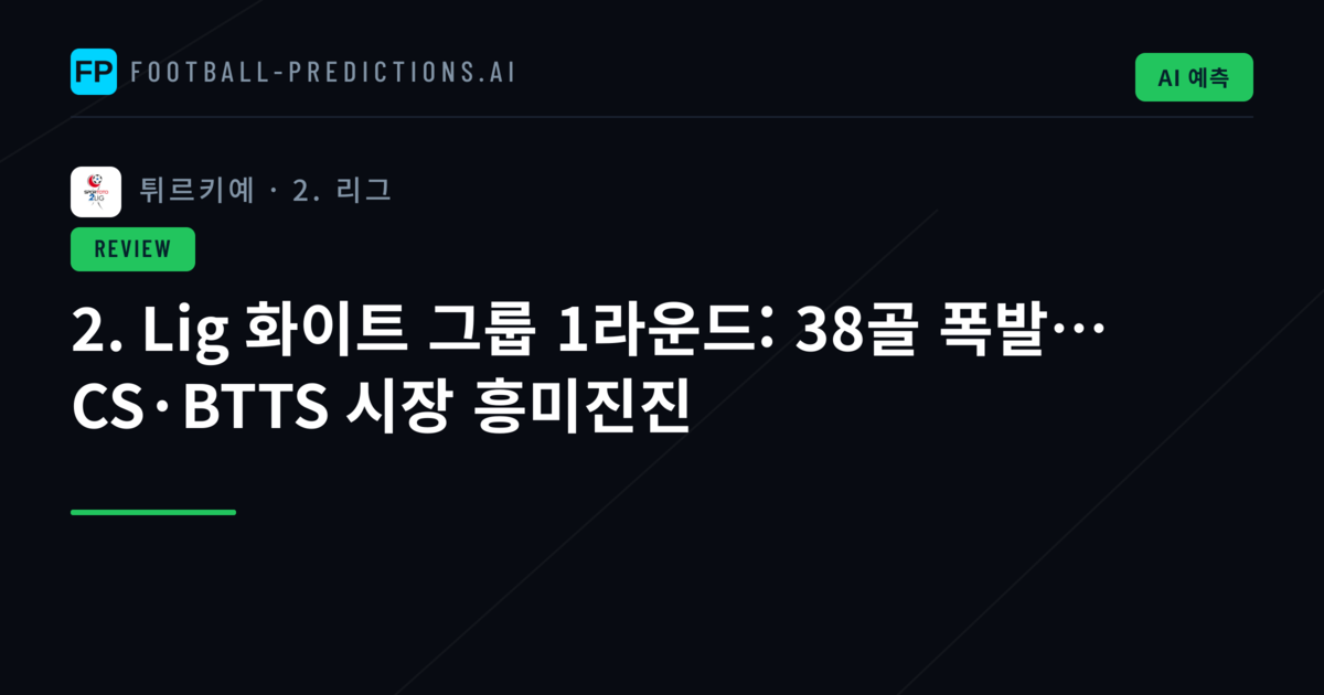 2. Lig 화이트 그룹 1라운드: 38골 폭발… CS·BTTS 시장 흥미진진
