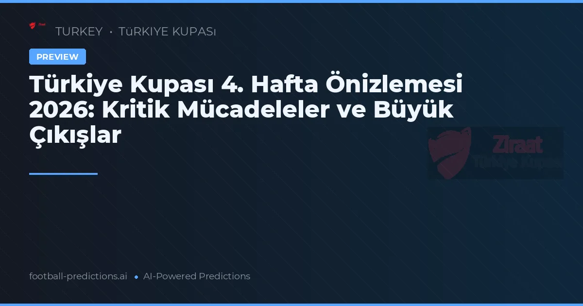 Türkiye Kupası 4. Hafta Önizlemesi 2026: Kritik Mücadeleler ve Büyük Çıkışlar