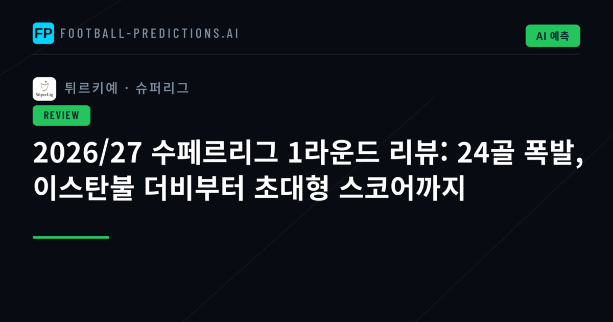 2026/27 수페르리그 1라운드 리뷰: 24골 폭발, 이스탄불 더비부터 초대형 스코어까지