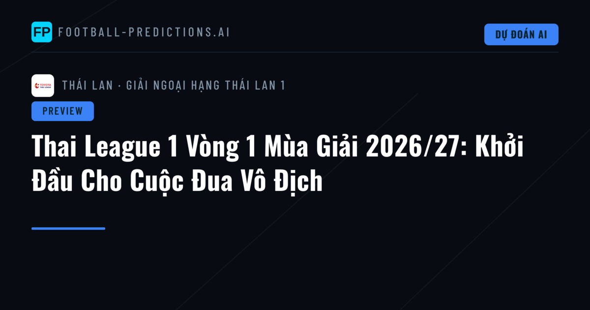 Thai League 1 Vòng 1 Mùa Giải 2026/27: Khởi Đầu Cho Cuộc Đua Vô Địch