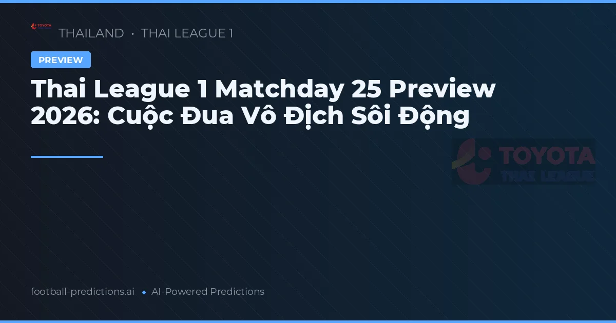 Thai League 1 Matchday 25 Preview 2026: Cuộc Đua Vô Địch Sôi Động