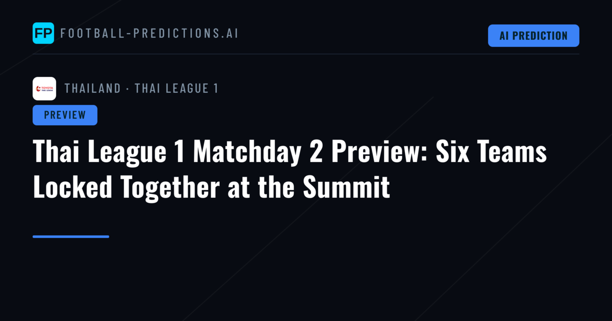 Thai League 1 Matchday 2 Preview: Six Teams Locked Together at the Summit