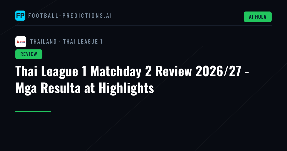 Thai League 1 Matchday 2 Review 2026/27 - Mga Resulta at Highlights