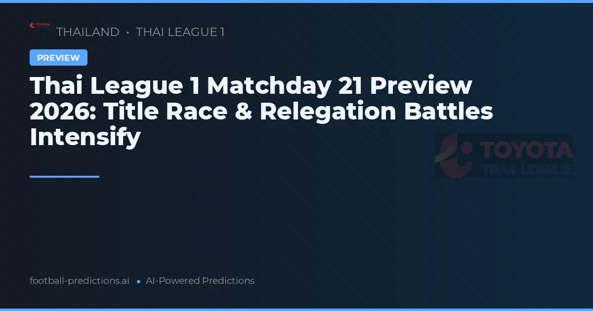 Thai League 1 Matchday 21 Preview 2026: Title Race & Relegation Battles Intensify