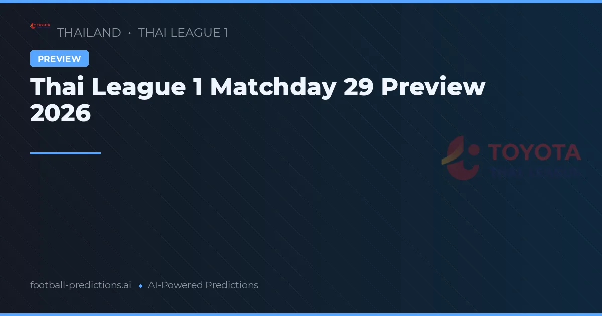 Thai League 1 Matchday 29 Preview 2026