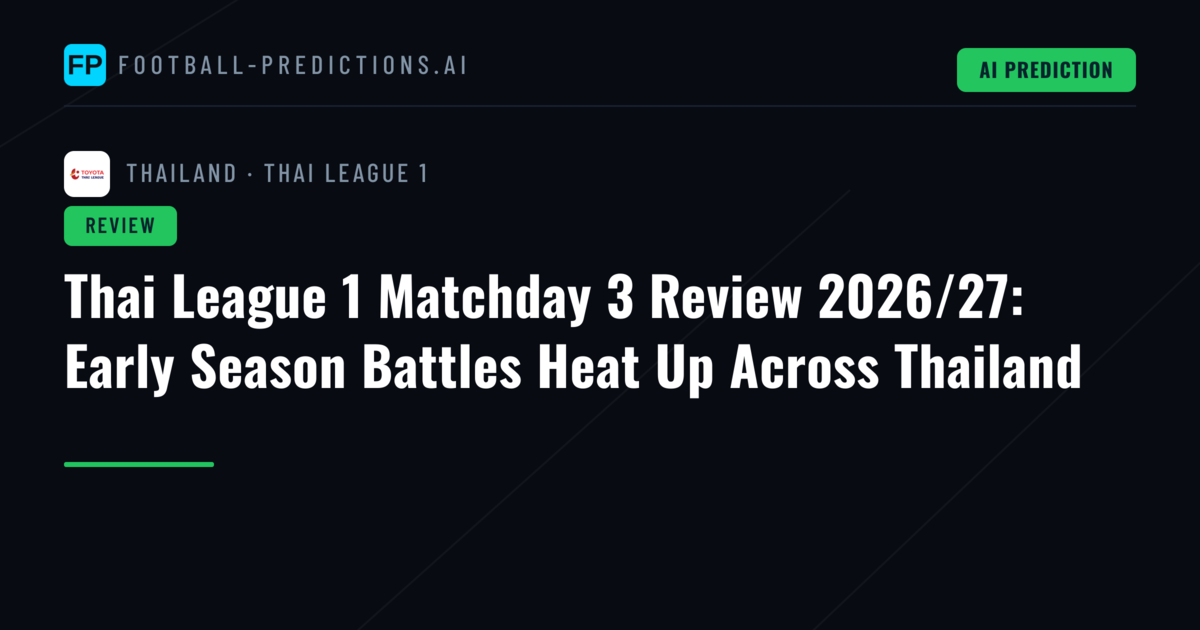 Thai League 1 Matchday 3 Review 2026/27: Early Season Battles Heat Up Across Thailand