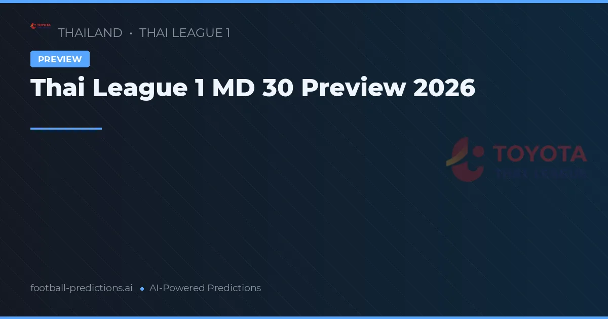 Thai League 1 MD 30 Preview 2026