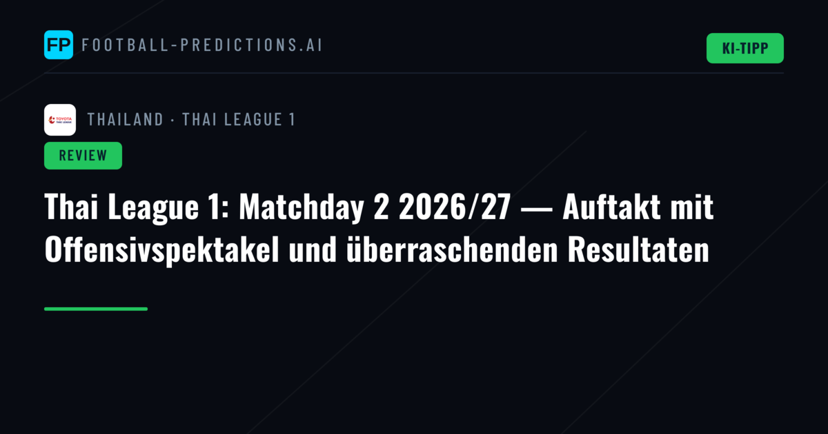 Thai League 1: Matchday 2 2026/27 — Auftakt mit Offensivspektakel und überraschenden Resultaten