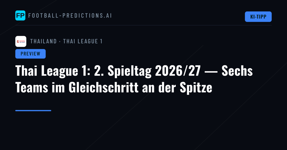 Thai League 1: 2. Spieltag 2026/27 — Sechs Teams im Gleichschritt an der Spitze