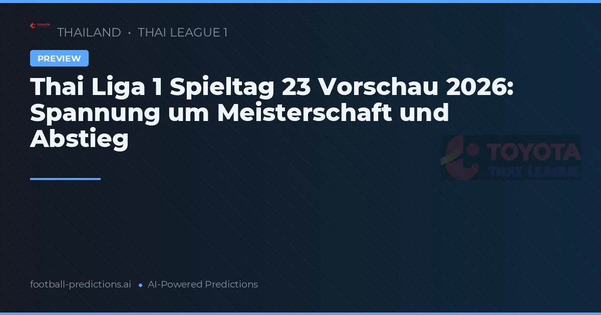 Thai Liga 1 Spieltag 23 Vorschau 2026: Spannung um Meisterschaft und Abstieg