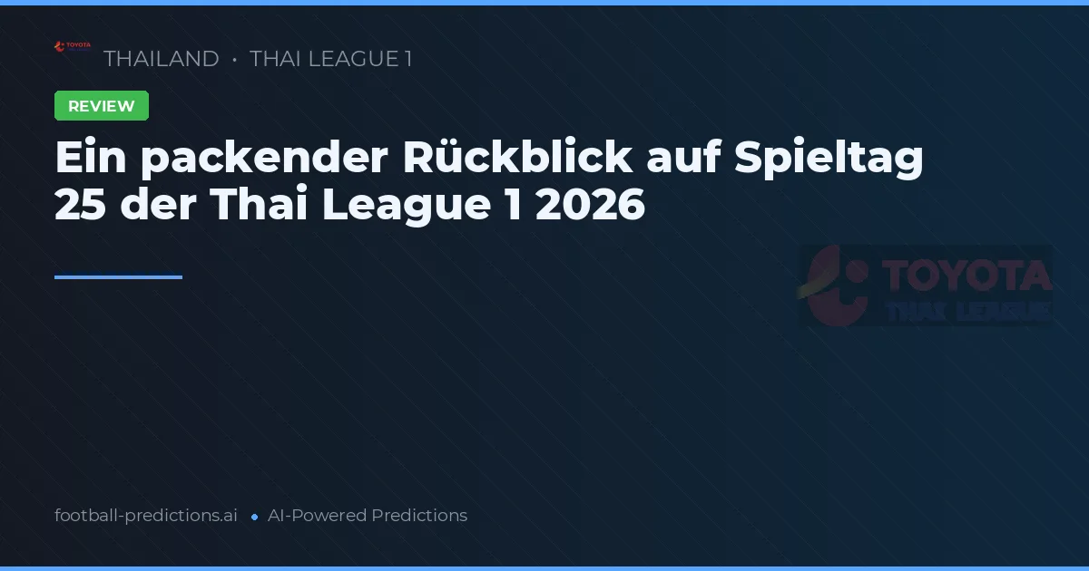Ein packender Rückblick auf Spieltag 25 der Thai League 1 2026