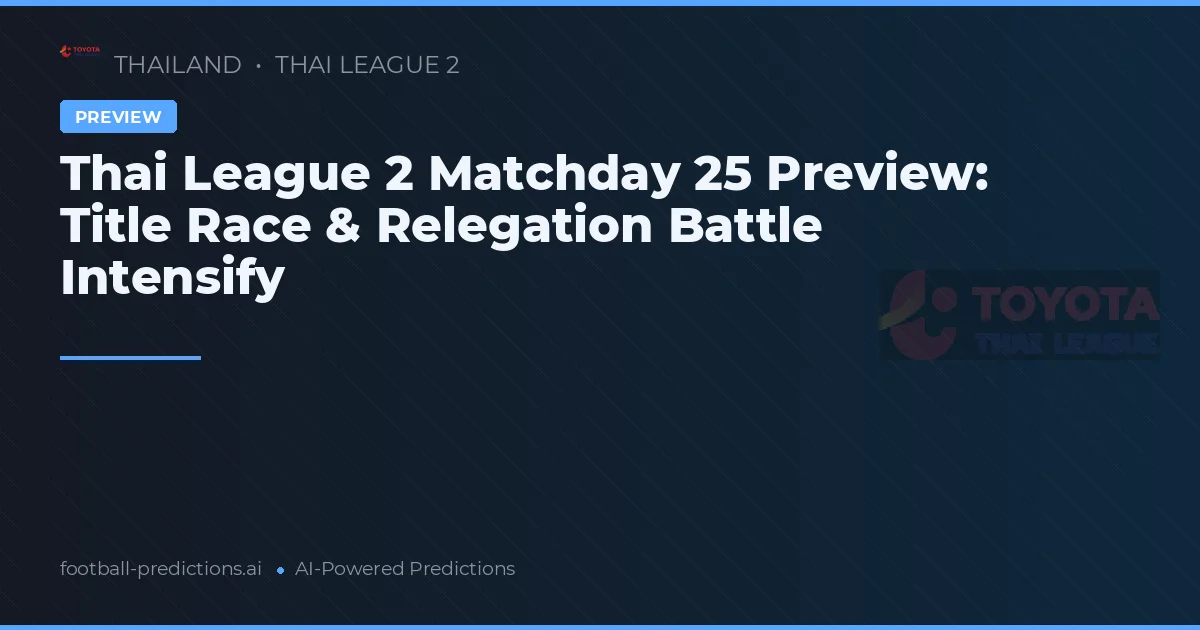 Thai League 2 Matchday 25 Preview: Title Race & Relegation Battle Intensify