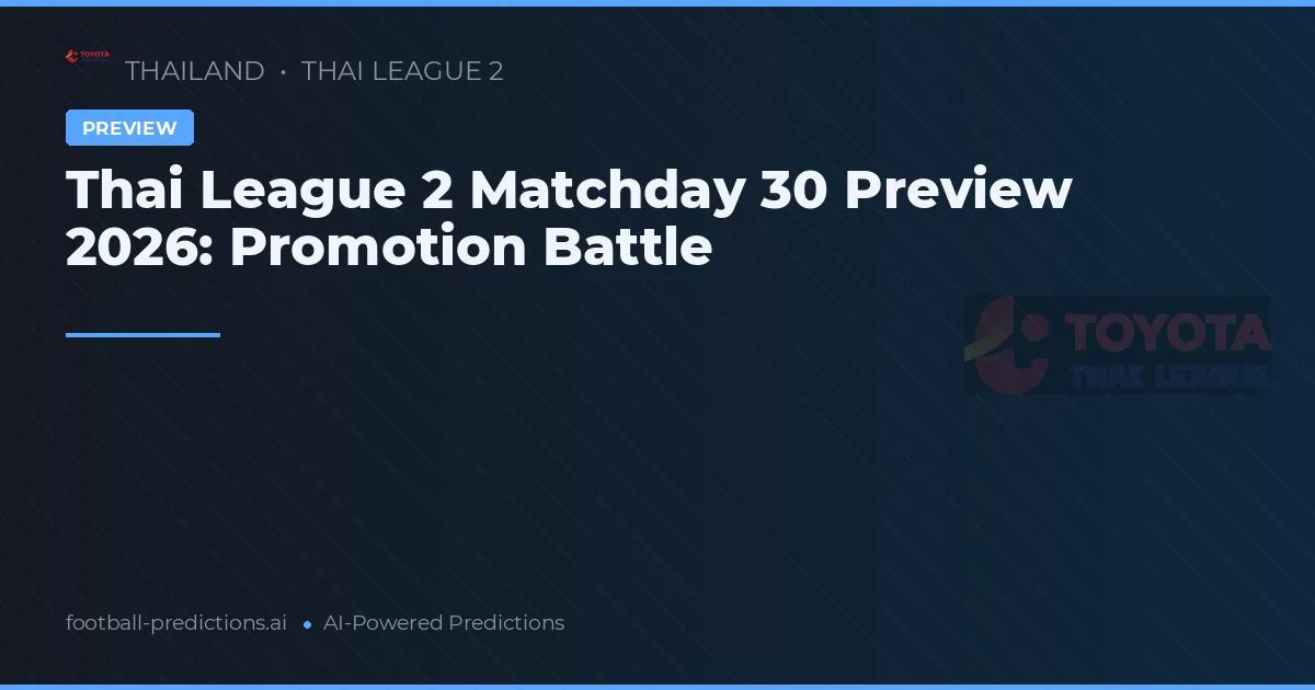 Thai League 2 Matchday 30 Preview 2026: Promotion Battle