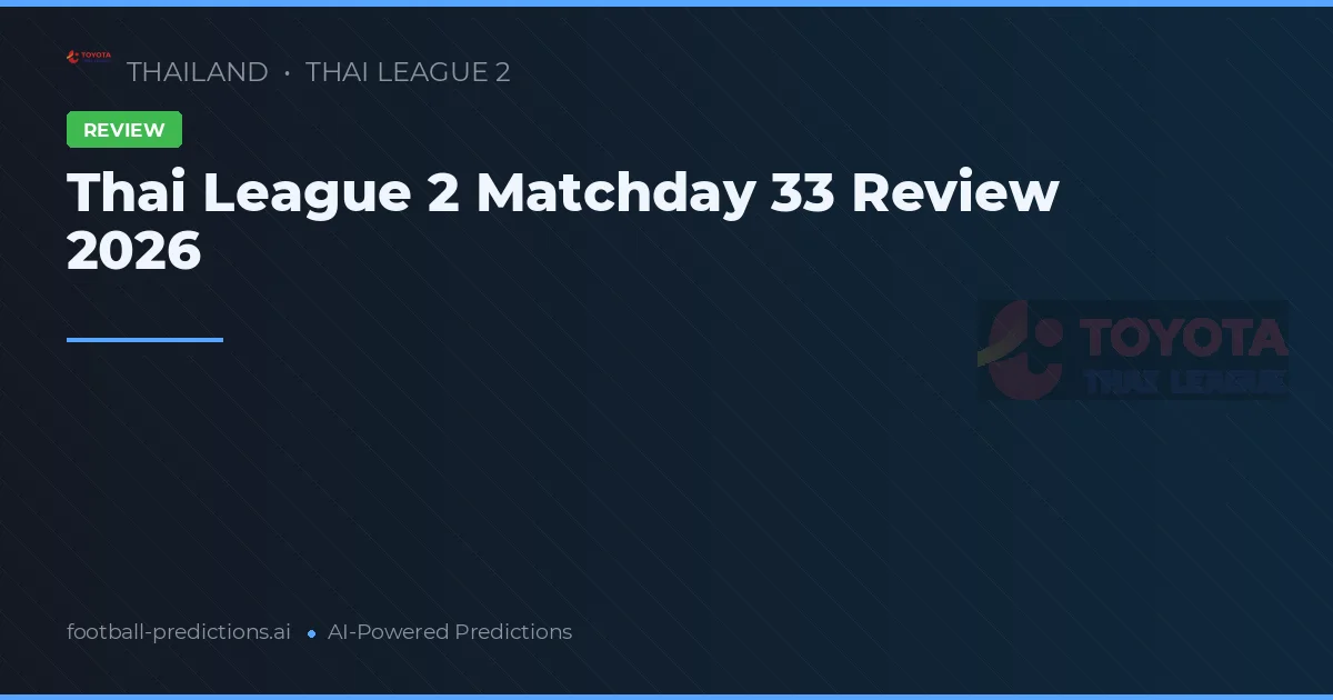 Thai League 2 Matchday 33 Review 2026