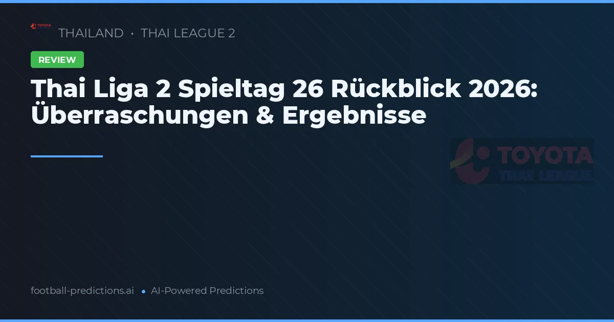 Thai Liga 2 Spieltag 26 Rückblick 2026: Überraschungen & Ergebnisse