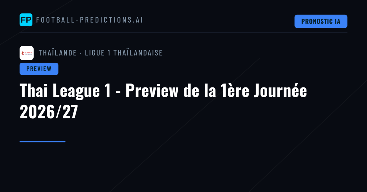 Thai League 1 - Preview de la 1ère Journée 2026/27