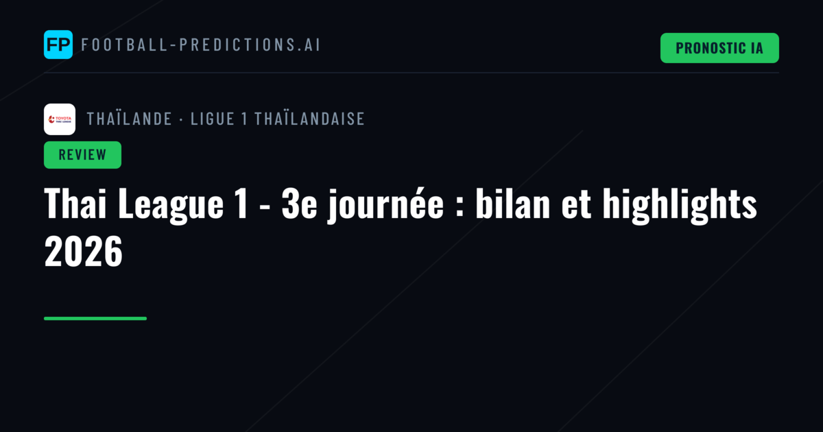 Thai League 1 - 3e journée : bilan et highlights 2026