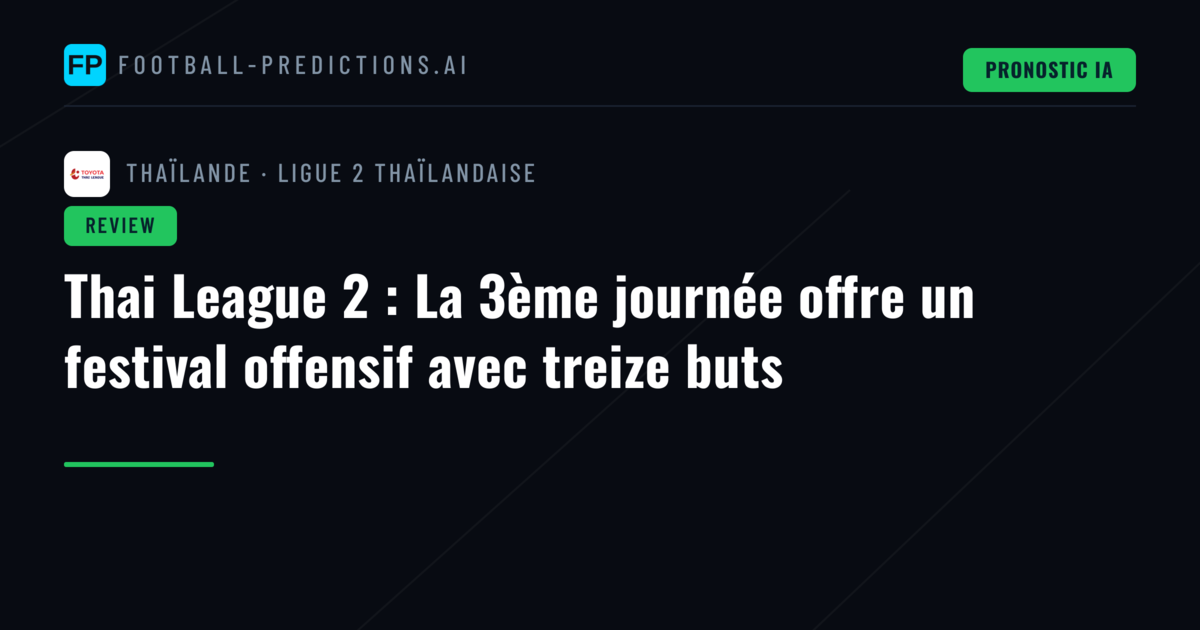 Thai League 2 : La 3ème journée offre un festival offensif avec treize buts