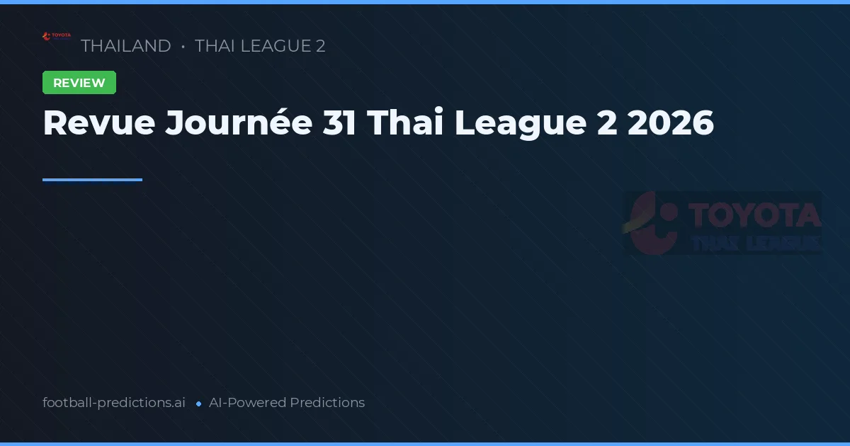 Revue Journée 31 Thai League 2 2026