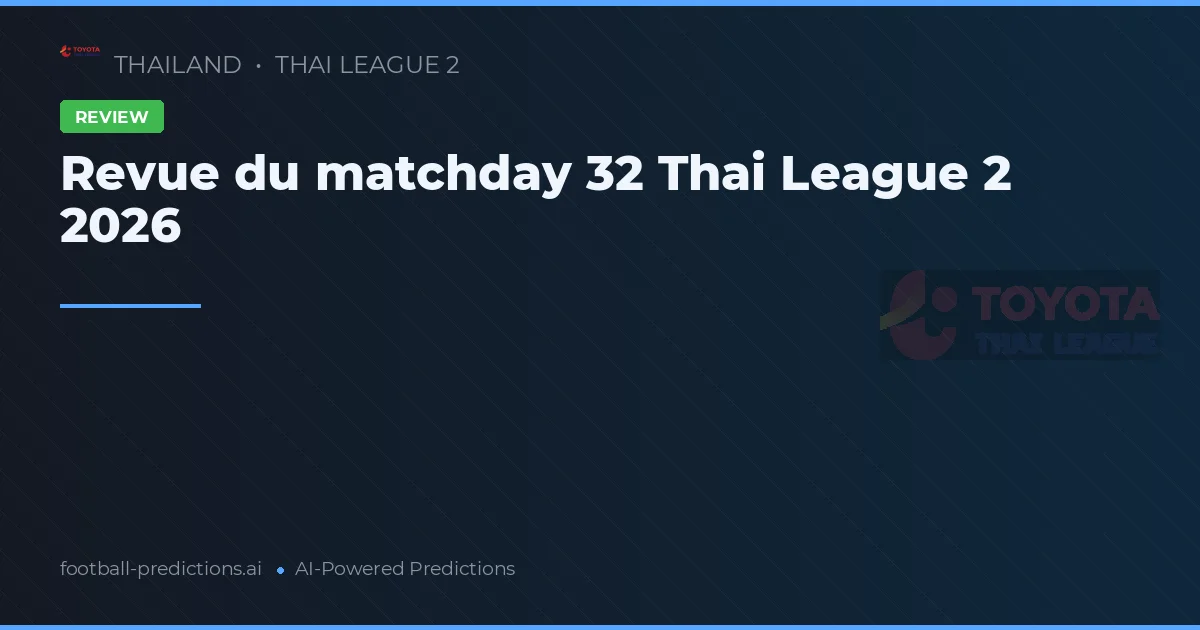 Revue du matchday 32 Thai League 2 2026