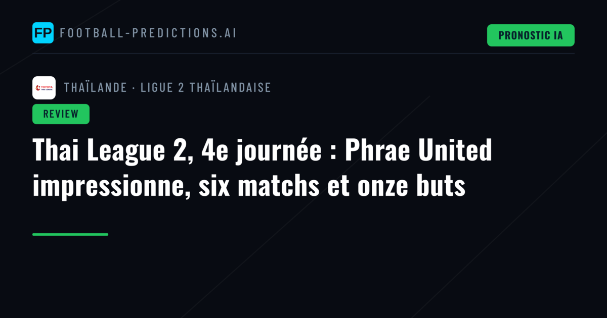 Thai League 2, 4e journée : Phrae United impressionne, six matchs et onze buts