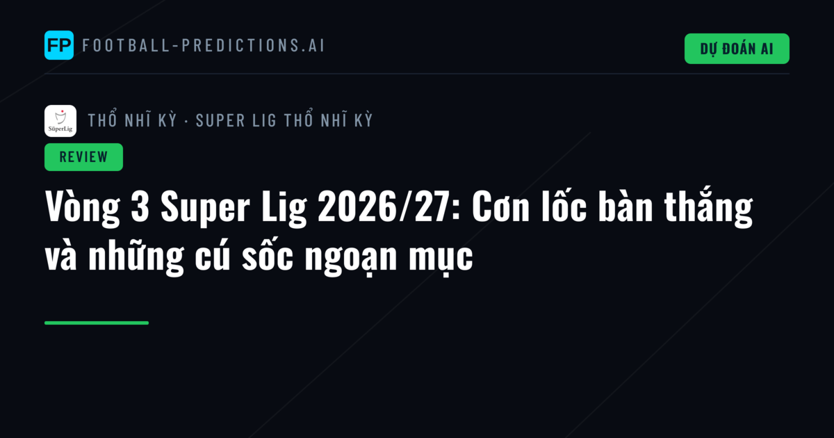 Vòng 3 Super Lig 2026/27: Cơn lốc bàn thắng và những cú sốc ngoạn mục