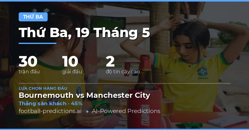 Tổng quan thị trường cá cược bóng đá ngày 19 tháng 5 năm 2026