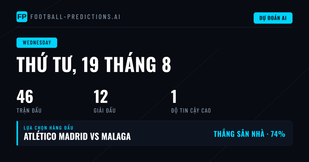 Phân tích thị trường 1X2 ngày 19/08