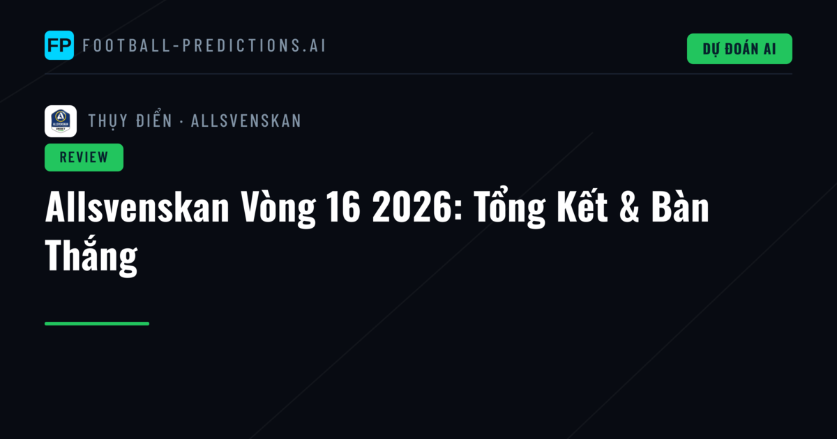 Allsvenskan Vòng 16 2026: Tổng Kết & Bàn Thắng