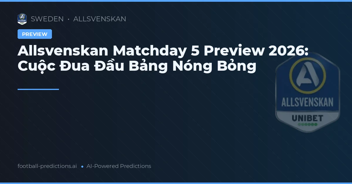 Allsvenskan Matchday 5 Preview 2026: Cuộc Đua Đầu Bảng Nóng Bỏng