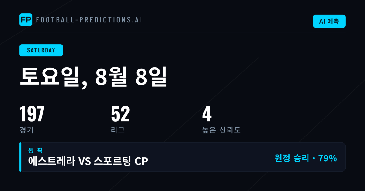 8월 8일 토요일 경기 분석: 신뢰도 높은 유력 픽 4건