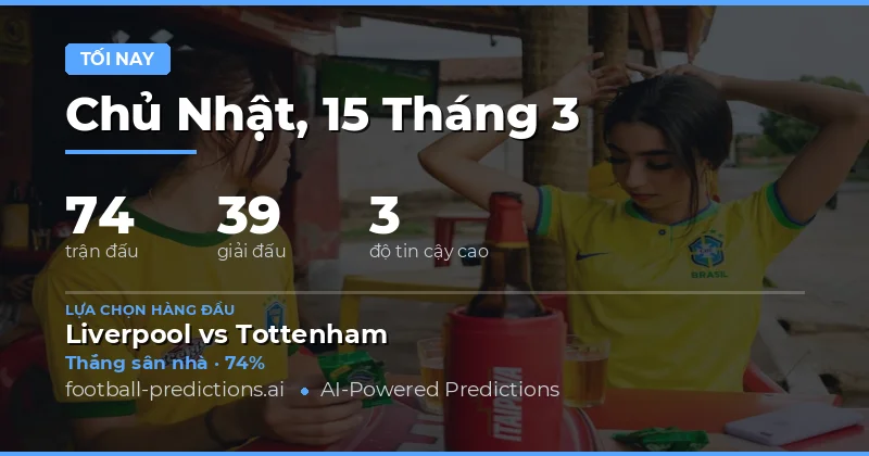 Dự đoán bóng đá Tối nay 15 tháng 3 2026: cá cược tốt nhất