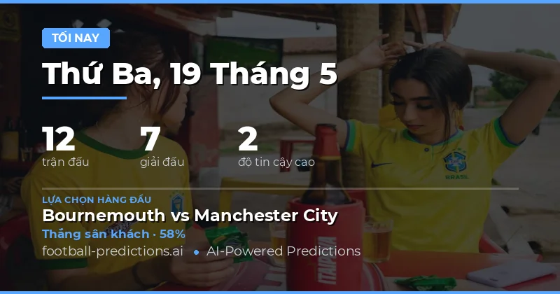 Tổng quan thị trường bóng đá tối nay 19 tháng 5 năm 2026