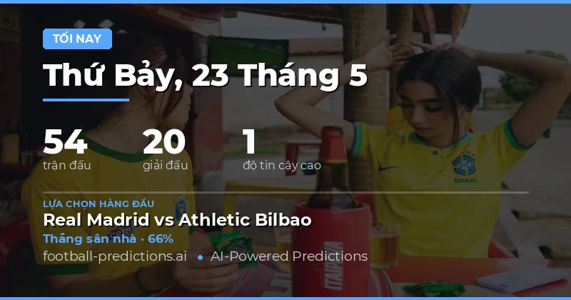 Tổng quan thị trường bóng đá tối nay 23 tháng 5 năm 2026